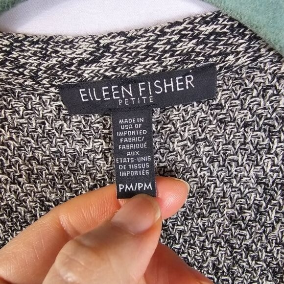 Eileen Fisher Long Duster‎ Cardigan Sz PM Marled Gray Boho Relaxed Open Beach - Picture 6 of 9